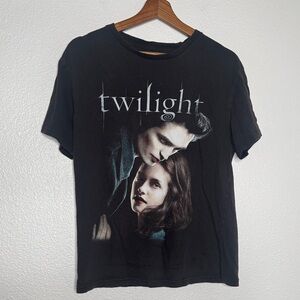 Twilight Womens Graphic T Shirt Edward Bella Size Small Black Y2K Movie Poster